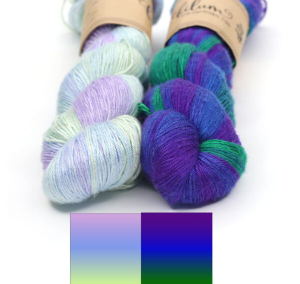 INCLINATIONS SHAWL KIT 10 - YARN: KALANG2 (SILK) - COLORWAYS 07&20