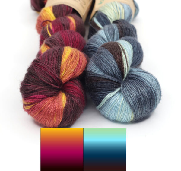 INCLINATIONS SHAWL KIT 13 - YARN: KALANG2 (SILK) - COLORWAYS 251&332