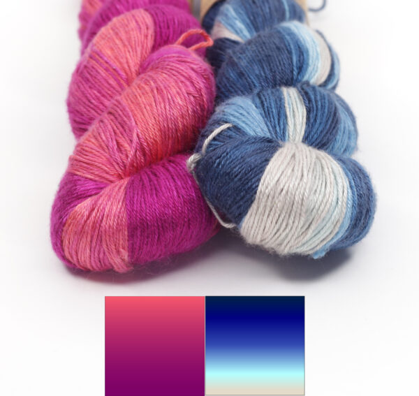 INCLINATIONS SHAWL KIT 03 - YARN: KALANG2 (SILK) - COLORWAYS 29&333